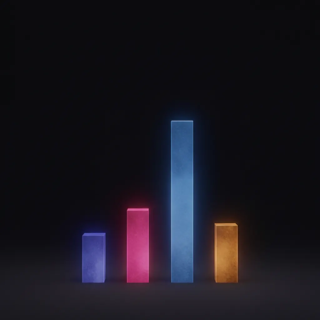 Aging-bucket bars in indigo, pink, blue, and amber
